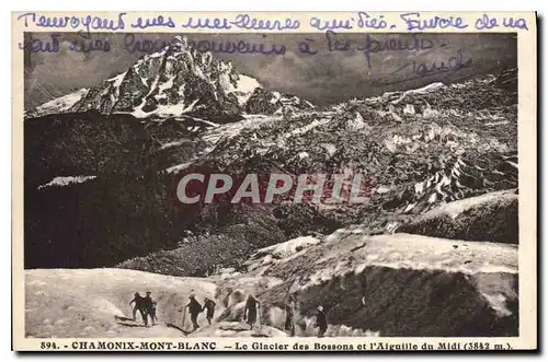 Cartes postales Chamonix mont Blanc Le Bossons et l'Aiguille du Midi