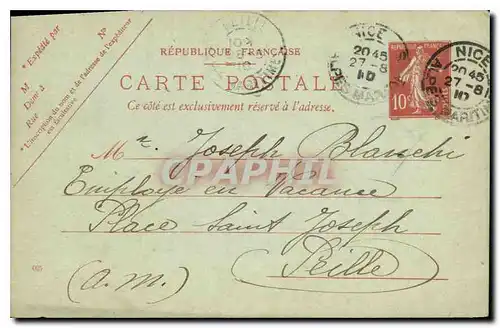 Entier Postal 10c Blanchi Peille