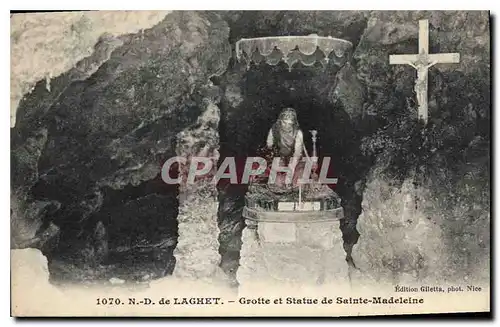 Ansichtskarte AK N d de Laghet Grotte et Statue de Sainte Madeleine