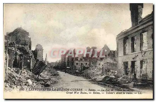 Ansichtskarte AK Les Ruines de la Guerre Reims La Rue de Tillois's en ruines Militaria