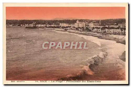 Cartes postales Nice La Plage Promenade des Etains Unis