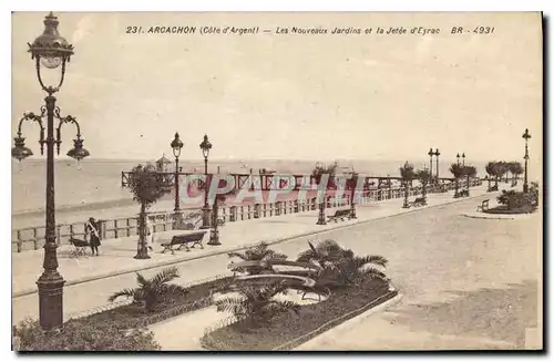 Cartes postales Arcachon Cote d'Argent Les Nouveaux Jardins et la Jetee d'Eyrac
