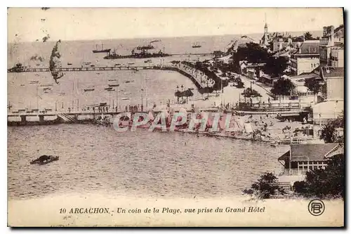 Cartes postales Arcachon Un Coin de la Plage vue prise du Grand Hotel