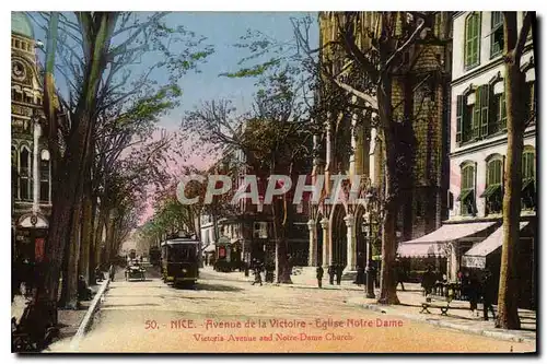 Cartes postales Nice Avenue de la Victoire Eglise Notre Dame Tramway