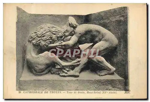 Cartes postales Cathedrale de Troyes Tour de droite Haut Relief