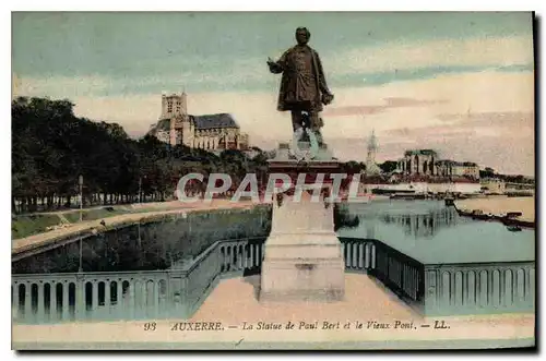 Ansichtskarte AK Auxerre La Statue de Paul Bert et le Vieux Pont