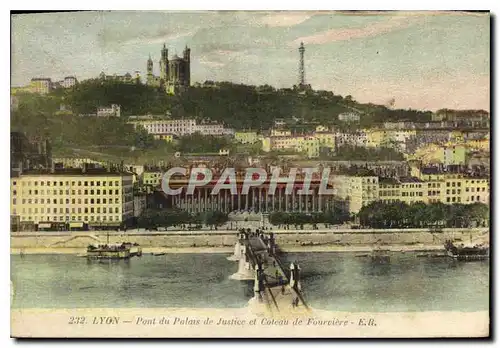 Cartes postales Lyon Pont du Palais de Justice et Coteau de Fourviere