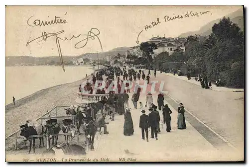 Cartes postales Menton La Promenade du Midi Ane Mule