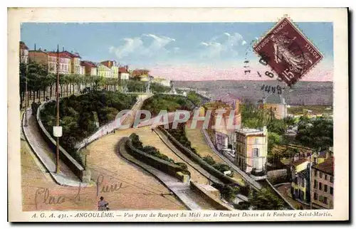 Cartes postales Angouleme Vue prise du Rempart du Midi sur le Rempart Desaix et le Faubourg Saint Martin