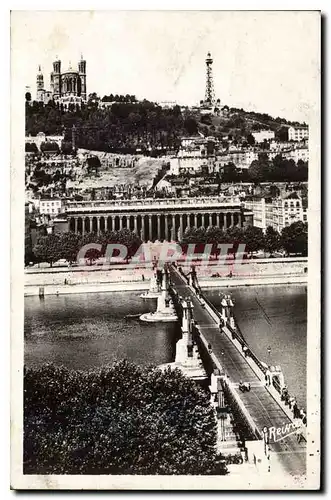 Cartes postales Lyon Pont du Palais de Justice sur la Saone et Colline de Fourviere