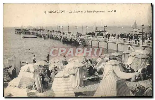 Ansichtskarte AK Arcachon La Plage et la Jetee Promenade