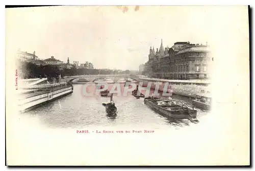 Ansichtskarte AK Paris la Seine vue du Pont Neuf Bateau Peniche