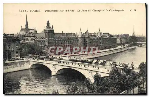 Ansichtskarte AK Paris Perspective sur la Seine Le Pont au Change et la Conciergerie