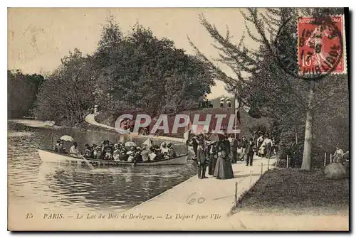 Ansichtskarte AK Paris Le Lac du Bois de Boulogne Le Depart pour l'Ile Bateau