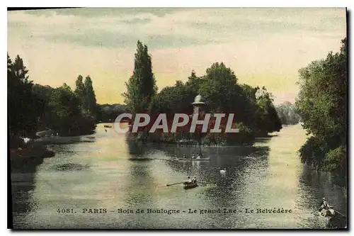 Cartes postales Paris Bois de Boulogne Le grand Lac Le Belvedere