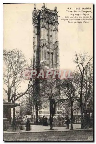 Cartes postales Paris Tour Saint Jacques style gothique