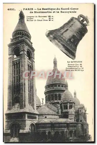 Cartes postales Paris La Basilique du Sacre Coeur de Montmartre et la Savoyarde Cloche