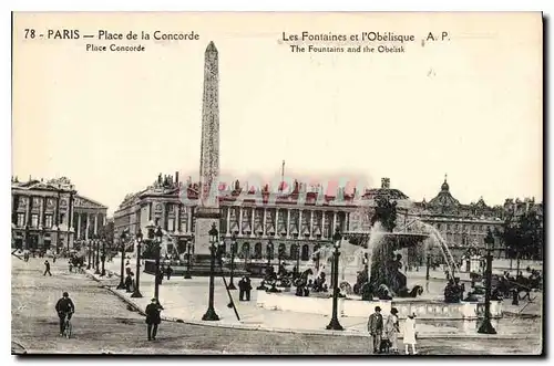 Ansichtskarte AK Paris Place de la Corcorde Les Fontaines et lObelisque