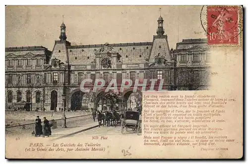 Cartes postales Paris Les Guichets des Tuileries et le Genie des Arts par Antonin Mercie