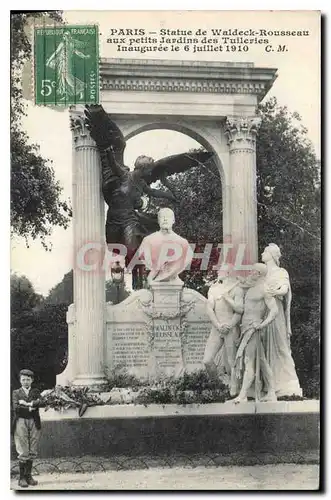 Ansichtskarte AK Paris Statue de Waldeck Rousseau aux petits Jardins des Tuileries Inauguree le 6 juillet 1910