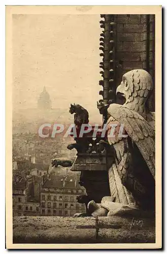 Ansichtskarte AK Paris En Flanant Notre Dame de Paris Detail de la Facade Est dans le fond le Pantheon