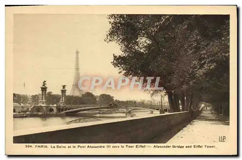 Ansichtskarte AK Paris la Seine et le Pont Alexandre III vers la Tour Eiffel