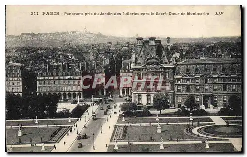 Cartes postales Paris Panorama pris du jardin des Tuileries vers le Sacre Coeur de Montmartre