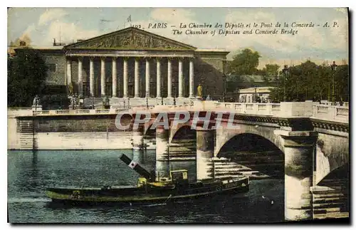 Ansichtskarte AK Paris la Chambre des Deputes et le Pont de la Concorde Bateau