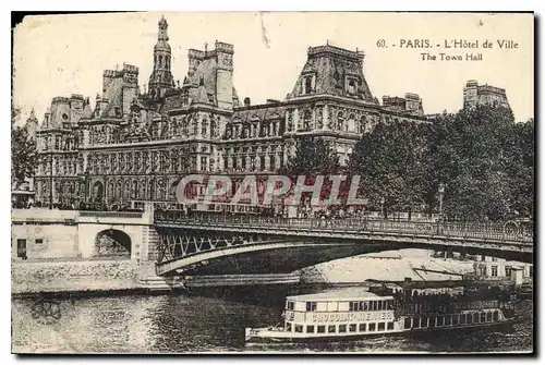 Cartes postales Paris l'hotel de Ville Bateau Chocolat Menier