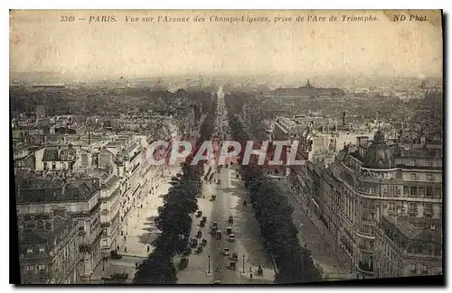 Cartes postales Paris Vue sur l'Avenue des Champs Elysees prise de l'Arc de Triomphe