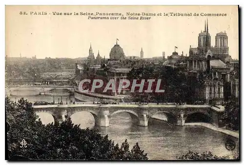 Cartes postales Paris Vue sur la Seine Panorama Notre Dame et le Tribunal de Commerce