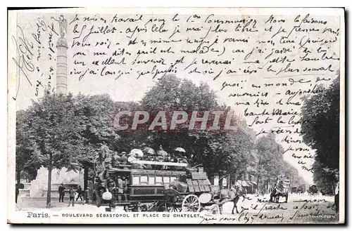 Cartes postales Paris Boulevard Sebastopol et Place du Chatelet