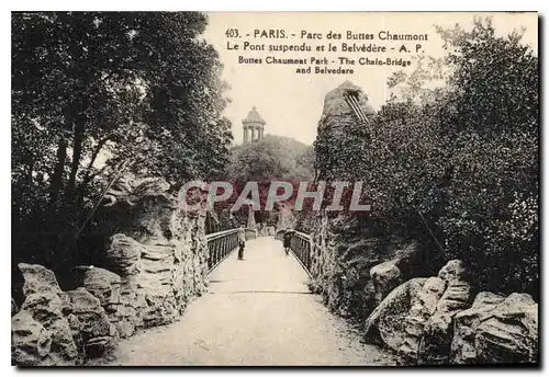 Ansichtskarte AK Paris Parc des Buttes Chaumont Le Pont suspendu et le Belvedere