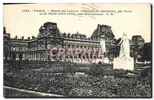 Cartes postales Paris Musee du Louvre Statue de Gambetta par Aube et de Paris 1914 1918 par Bartholome