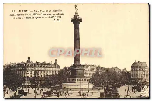 Ansichtskarte AK Paris La Place de la Bastille Emplacement de la celebre Forleresse construite en 1369 et demolie