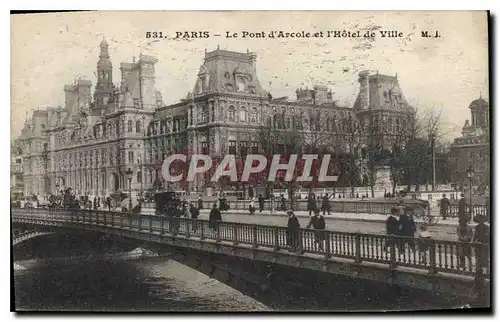 Cartes postales Paris le Pont d'Arcole et hotel de Ville