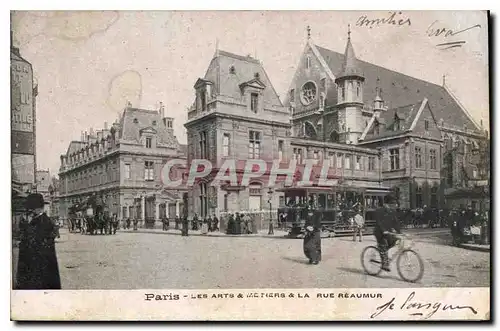 Cartes postales Paris Les Arts et la rue Reaumur Tramway