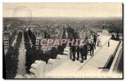 Cartes postales Paris Panorama pris de l'Arc de Triomohe sur les Avenues Carnot et Mac Mahou