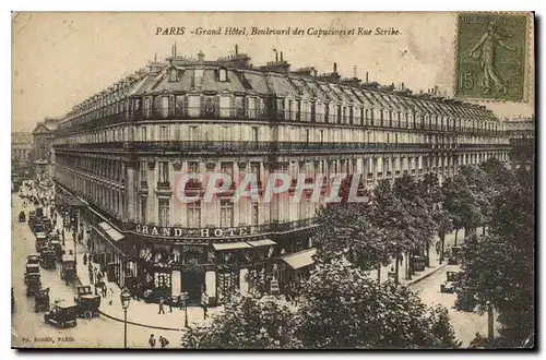 Cartes postales Paris Grand Hotel Boulevard des Capucines et Rue Scribe