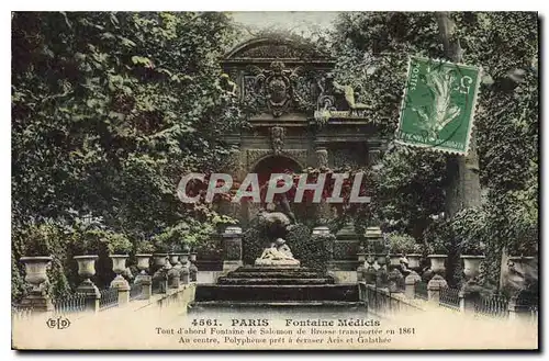 Cartes postales Paris Fontaine Medicis Tout d'abord Fontaine de Salomon de Brosse transportee en 1861