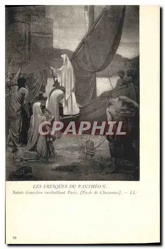 Cartes postales Les Fresques du Pantheon Sainte Genevieve Ravitaillant Paris Puvis de Chavannes