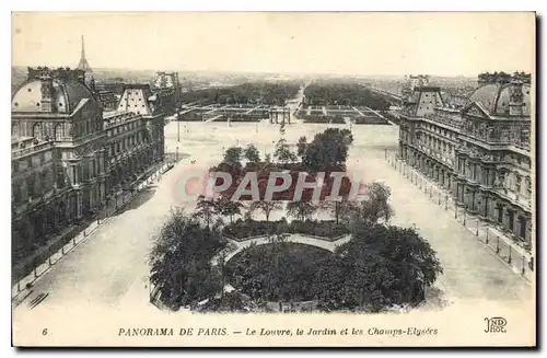 Ansichtskarte AK Panorama de Paris le Louvre le jardin et les Champs Elysees tour Eiffel