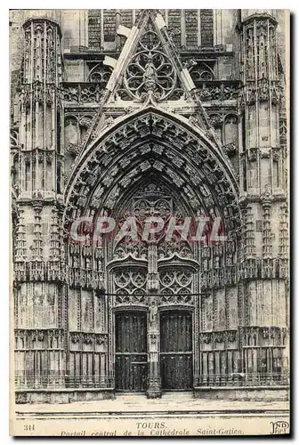 Ansichtskarte AK Tours Portail central de la Cathedrale Saint Gatien