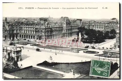 Cartes postales Paris Panorama du Louvre les Nouveaux jardins du Carrousel