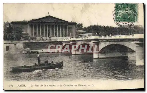 Cartes postales Paris Le Pont de la Concorde et la Chambre des Deputes Bateau