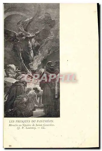 Cartes postales Les Fresques du Pantheon Miracles au Sepulcre de Sainte Genevieve