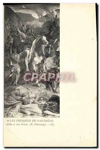 Ansichtskarte AK Les Fresques du Pantheon Attila et son Armee