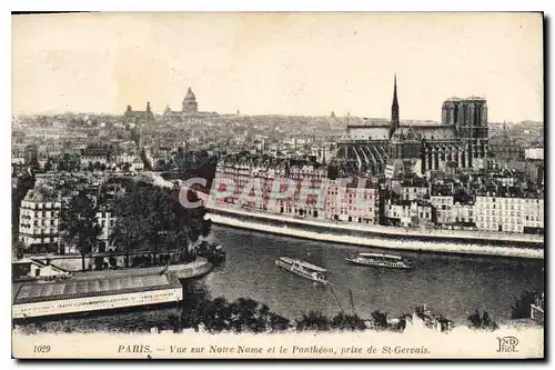 Cartes postales Paris Vue sur Notre Dame et le Pantheon prise de St Gervais