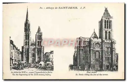 Cartes postales Abbaye de Saint Denis au debut du XIX avant l'incendie de la fleche