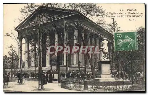 Cartes postales Paris Eglise de la Madeleine et Statue de Jules Simon